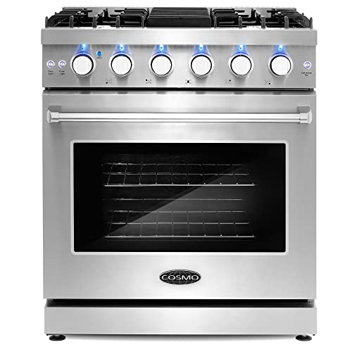COSMO COS-EPGR304 30 in. Haven Collection 4.5 cu. ft. Gas Range with 5 Sealed Burners, Convection Oven, Knob LED Lights,