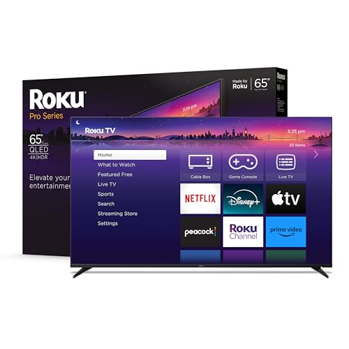 Roku Smart TV 65-Inch Pro Series 4K QLED RokuTV with Backlit Roku Voice Remote Pro, Dolby Vision IQ, 120Hz Refresh Rate